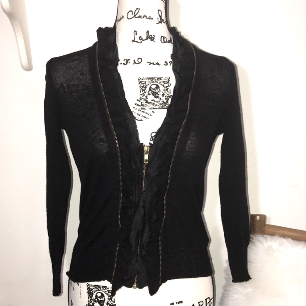 J. Crew ruffle front zippered cardigan size XS